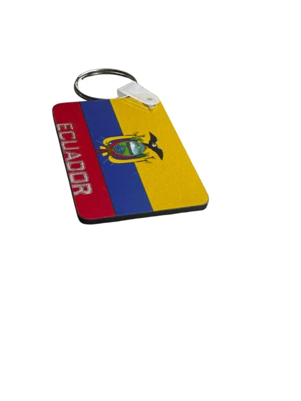 Ecuador Flag Keychain with Ring, Rectangular Design - Picture 4 of 8